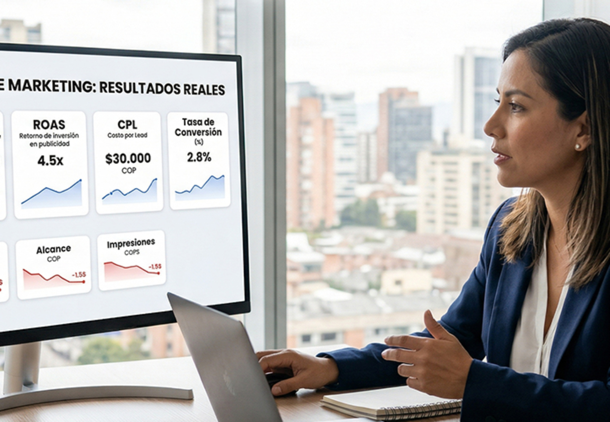 Infografía de las 5 métricas de marketing digital que toda agencia debe reportar: CAC, LTV, ROAS, CPL y tasa de conversión